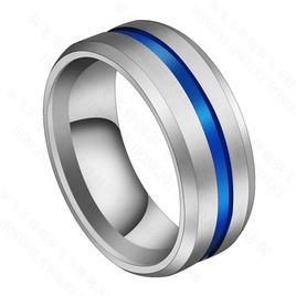 TitaniumStainless Steel Fashion Geometric Ring  Blue Steel No6 NHHF1226BlueSteelNo6picture22