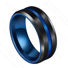 TitaniumStainless Steel Fashion Geometric Ring  Blue Steel No6 NHHF1226BlueSteelNo6picture38