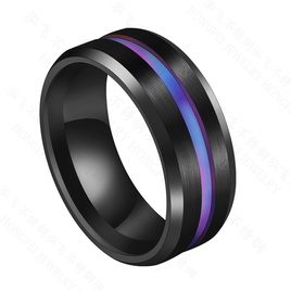 TitaniumStainless Steel Fashion Geometric Ring  Blue Steel No6 NHHF1226BlueSteelNo6picture45