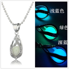 Fashionable Hollow Spiral Droplet Light Luminous Bead Mermaid Pendant Necklace Wholesale