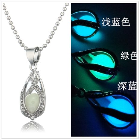 Fashionable Hollow Spiral Droplet Light Luminous Bead Mermaid Pendant Necklace Wholesale's discount tags