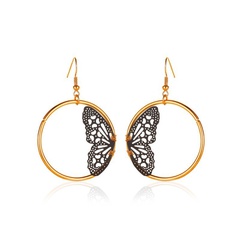 new creative lace butterfly retro geometric hollow round earrings wholesale