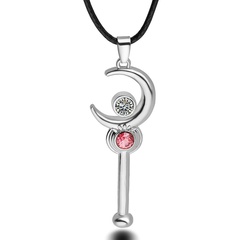 Fashion Moon Holding Star  Moon Staff alloy Pendant Necklace Clavicle Chain
