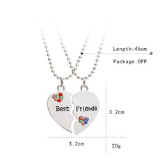 fashion wild Best Friends diamond stitching love-shaped necklace for women