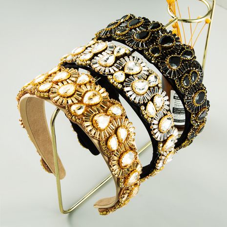 Diadema de diamantes de imitación de color con incrustaciones, diadema retro de estilo barroco para mujer, venta al por mayor's discount tags