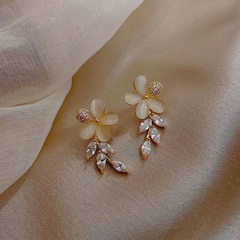 Fashion opal petal new trendy 925 sterling silver silver needle alloy earrings for women