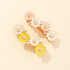 handmade oil drip alloy daisy flower spring clip simple horsetail top clip small side clip wholesale