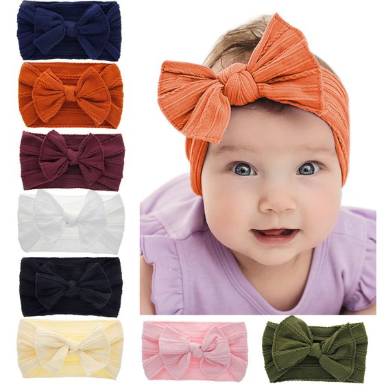 Bandeau Elastique En Nylon Bebe Motif De Chanvre Bowknot Bandeau D Oreille De Lapin Retro Nhwo