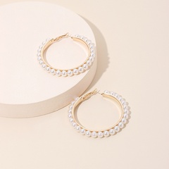 Mode exagérée géométrique grand cercle perle marée boucles d'oreilles de mode bijoux d'oreille pour les femmes