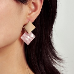 Fashion square geometric diamond hot sale metal brushed women's earrings