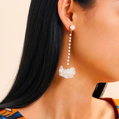 bohemian pearl long tassel earrings  Korea flower earrings wholesale nihaojewelry