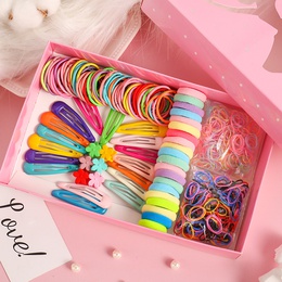 Korean childrens simple hair clip head rope box set baby floret clip hair rope rubber band wholesalepicture10