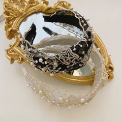 Koreanische Version des Perlen Stirnbandes neues Spitzen knoten Stirnband breite Krempe All-Match-Haars ch rauben Retro-Haar wäsche Gesichts haar zubehör