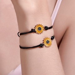 Summer couple daisy simple black rope alloy hand rope bracelet for women wholesale