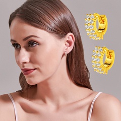 vente chaude rétro anneau cercle rond complet boucle d'oreille en diamant boucles d'oreilles plaquées or en gros nihaojewelry