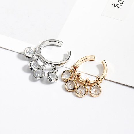 new sweet crystal tassel earrings ear clip short earrings without pierced ears wholesale nihaojewelry's discount tags