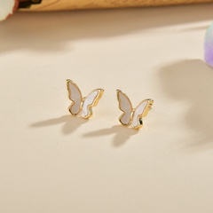 S925 argent aiguille fée papillon alliage coréen boucles d'oreilles rétro simples pour les femmes