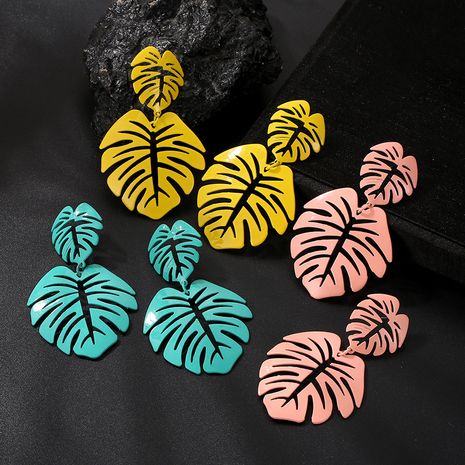 Fashion bohemian exaggerated leaf wild earrings for women's discount tags