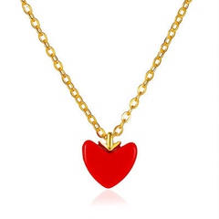 new red peach heart love wild sweet little red heart pendant women's necklace clavicle chain wholesale