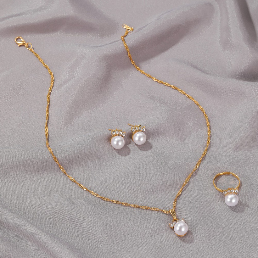 Bijoux Fantaisie Parures Bijoux | Nouvelle Mode Avec Quatre Diamants Et Boucles D39oreilles En Perles Avec Collier Trois Pices - RC28822