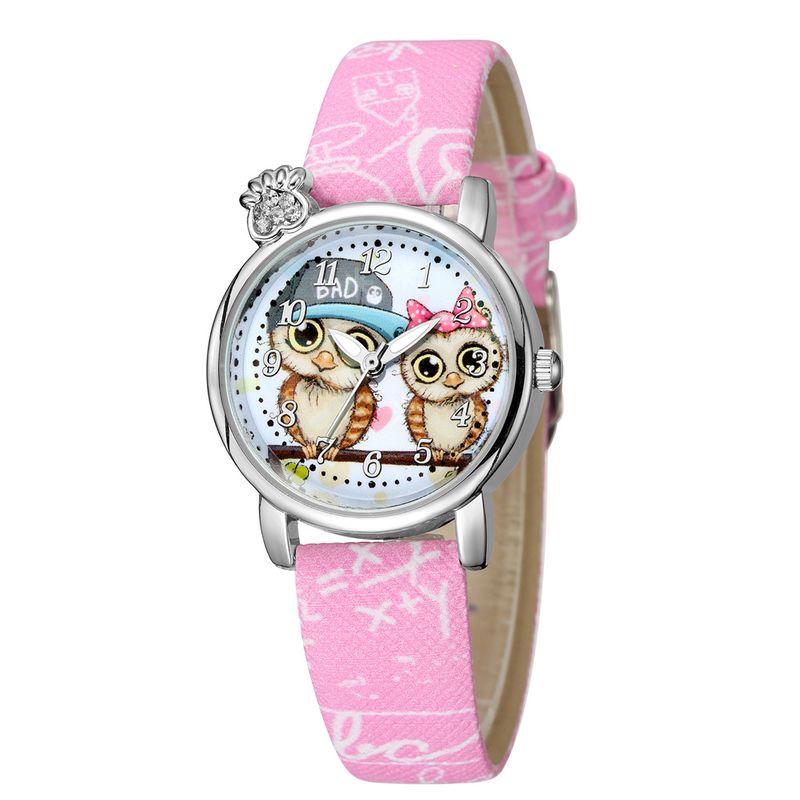 Cute and sweet style owl pattern belt watch diamond British hand watch wholesale