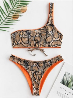 hot style sexy snake print one-shoulder swimsuit bikini suit wholesale nihaojewelry