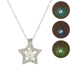 fashion new jewelry five-pointed star angel diamond pendant luminous alloy necklace