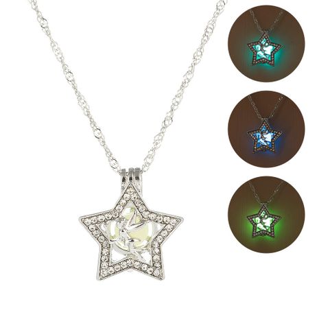 fashion new jewelry five-pointed star angel diamond pendant luminous alloy necklace's discount tags