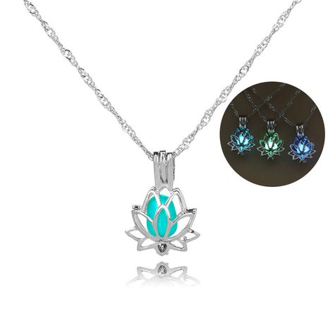 explosive fashion luminous multicolor hollow lotus alloy pendant accessories beads necklace for women's discount tags