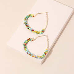exaggerated rice beads love hand-woven color niche bohemian ethnic earrings