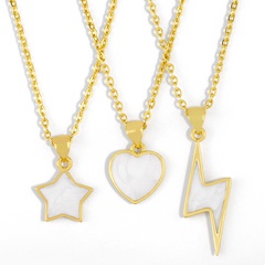 Fashion shell lightning love pendant five-pointed star copper necklace clavicle chain for women