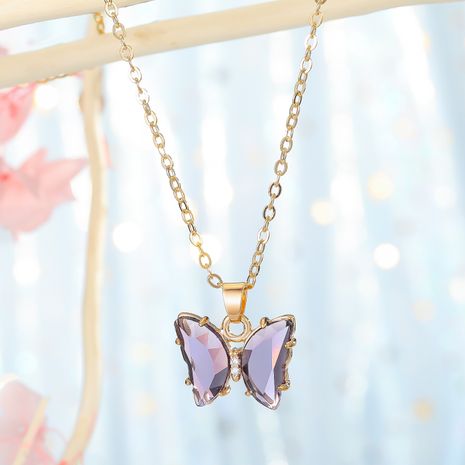 Corea exquisito cristal mariposa colgante collar cadena de clavícula para mujeres joyería's discount tags