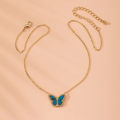 New gradient butterfly forest blue small fresh clavicle chain butterfly alloy necklace for women wholesale
