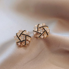 S925 silver needle cross wild new Korea alloy earrings for women