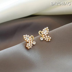 S925 Silver Needle Korea Pearl Butterfly Senior New Trendy  alloy Earrings for women