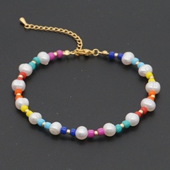 Fashion wild color rice bead anklet natural freshwater pearl beach anklet