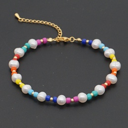 Fashion wild color rice bead anklet natural freshwater pearl beach ankletpicture7