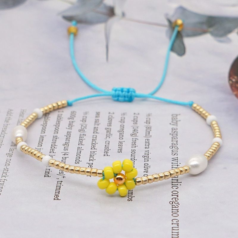 fashion natural pearl imported rice beads handwoven small daisy bracelet for women
