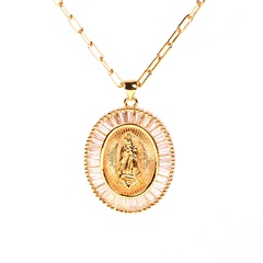 hot-selling micro-inlaid zircon thick cable chain punk hip-hop Virgin Mary necklace