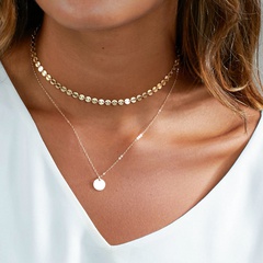 Fashion simple trend double-layer explosion jewelry titanium steel gold-plated clavicle chain necklace for women