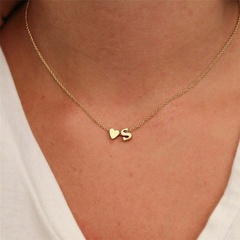 fashion jewelry simple heart-shaped letter women's gold-plated necklace clavicle chain wholesale