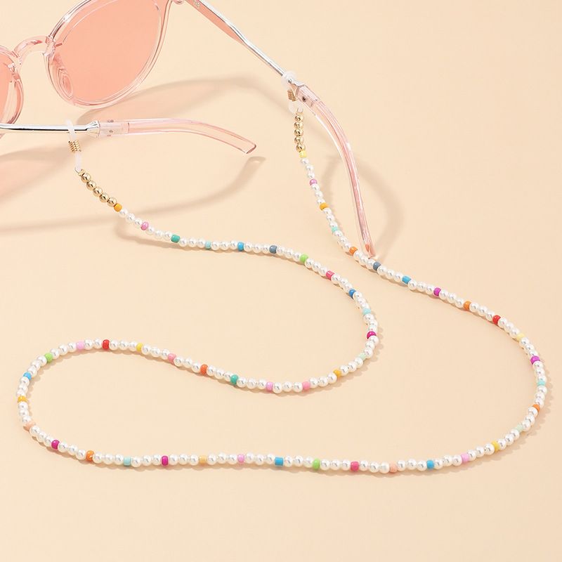 Cadena de gafas de cuentas de arroz de colores de estilo bohemio cadena de gafas de sol hechas a mano al por mayor