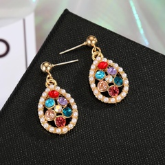 925 silver needle colored diamond love drop earrings wholesale nihaojewelry