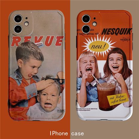 Funny boy girl mobile phone case for iphone 8p XS protective cover wholesale nihaojewelry's discount tags