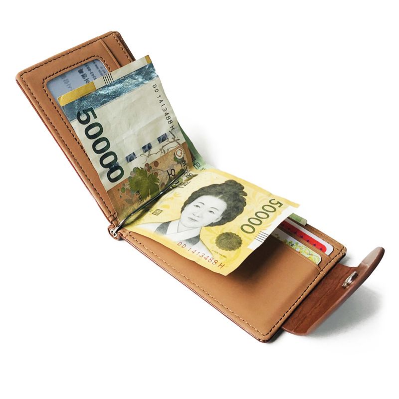 Korean hotselling buckle dollar bag short new metal clip mens coin purse