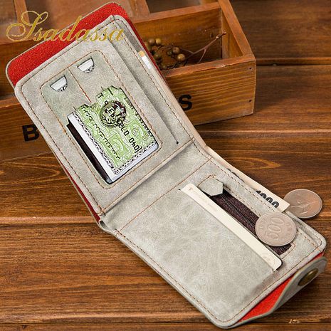Korean style short PU soft buckle retro wallet men's horizontal multi-card wallet multifunctional bag's discount tags