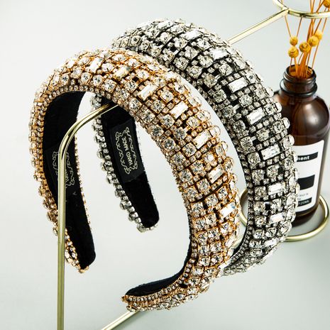 Diadema barroca de cristal diadema de diamantes de imitación grande para mujer accesorios para el cabello de moda de un solo diamante para mujer's discount tags