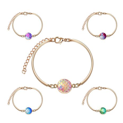 Fashion hot-saling new silver round multicolor mermaid love-shaped bracelet jewelry wholesale's discount tags