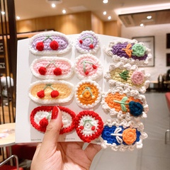 Korean children's wool fruit cherry hairpin girl flower BB clip braided lace hairpin hair accessories clip