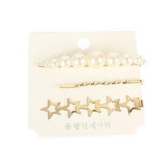 Korean sweet wind five-pointed star hairpin alloy inlaid pearl word clip hair accessories wholesale